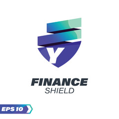 Wall Mural - Finance Shield Alphabet Y Logo