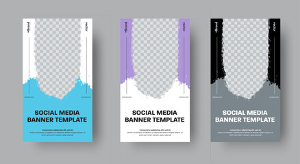 Poster - Set of vector web banners for stories with grunge elements.
