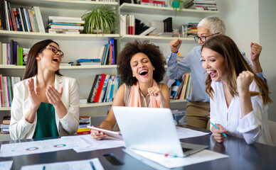 Wall Mural - Group of entrepreneurs and business people working together in meeting room. Finance work concept