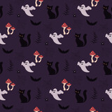 Fototapeta Dinusie - seamless pattern with ghosts
