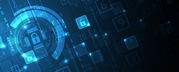 Cyber security and information or network protection. Future technology web services for business and internet project