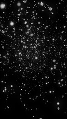 Wall Mural - 上から雪と雪の結晶が舞う[背景黒]縦 Winter Snowflake Series:Snow and snowflakes falling from above[Black background]