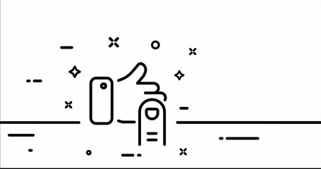 Poster - Click Thumb up. Like button, gesture, reaction, rating, social media, user. Feedback concept. One line drawing animation. Motion design. Animated technology logo. Video 4K