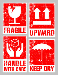 Warning Fragile Sign Grunge Sticker