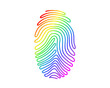 Linear fingerprint scanning colour icon. Biometric security and identification. Vector illustration in rainbow colours