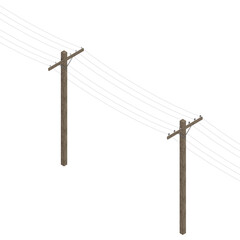 3d rendering illustration of a wooden telephone pole