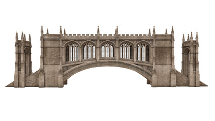 Poster - Old stone medieval covered bridge. 3D illustration isolated.