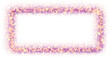 Translucent crystallized violaceous frame of rainbow colors mix on a transparent background. Confetti effect. png format.	