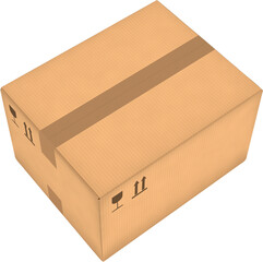 Wall Mural - Closed cardboard box on transparent background. Retail, logistics, delivery and storage concept. PNG clipart