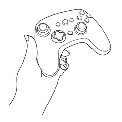 girl's hand with a joystick. doodle illustration. simple line drawing