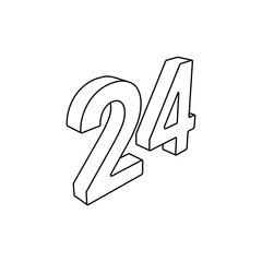 Poster - The outline of a large around the clock symbol is made with black lines. 3D view of the object in perspective. Vector illustration on white background