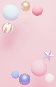 3D素材_かわいいオーナメント_パステルカラー