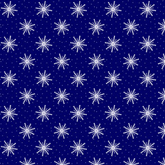 Snowflakes pattern. Christmas pattern. Winter design. Repeated pattern. Snowflakes on deep blue background