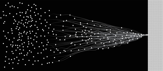 Poster - Abstract  lines with dots over dark background. Big data visualization with lines and dots.
