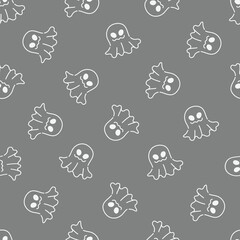 Wall Mural - Halloween ghost spirit doodle line art pattern