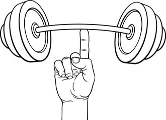 Wall Mural - Weight Lifting Hand Finger Holding Barbell Concept