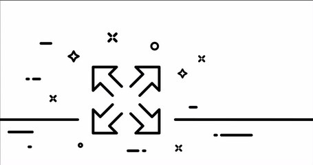 Poster - Window control button. Touch control, zoom in, zoom out, full screen, cube, view. Technology concept. One line drawing animation. Motion design. Animated technology logo. Video 4K