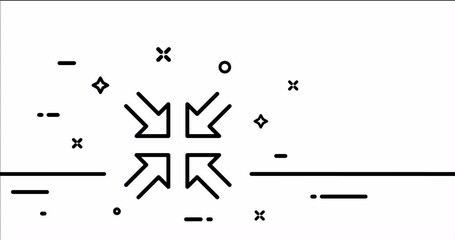 Poster - Zoom out button with arrows. View, player, window control panel, scale, minimize, maximize, decrease. Technology concept. One line drawing animation. Motion design. Animated technology logo. Video 4K