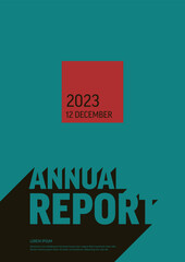 Wall Mural - Annual minimalistic report teal cover template