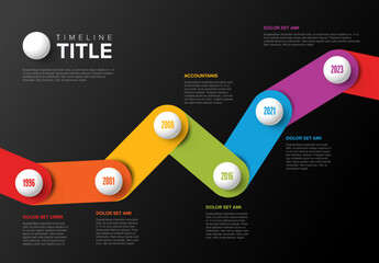 Poster - Rounded steps elements with stripes and spheres timeline template