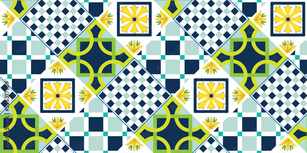 Italian Square Pattern Abstract Geometric Tile Pattern Italian Sicily Style Moroccan Interior ...
