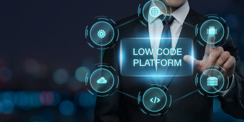 digital low code software development technology concept. digital background concept