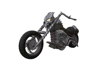 Poster - Fantasy demon concept motorcycle. 3D rendering isolated.