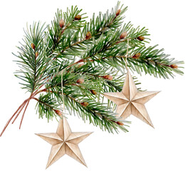 christmas watercolor decorative composition