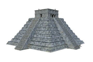 Leinwandbilder - Ancient Mayan pyramid temple construction. 3D rendering isolated.