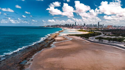 Wall Mural -  Paisagem Natal Litoral Praia Mar Rio Grande do Norte Oceano Atlântico Rio Natureza Drone Aéreo Azul Ondas Viagem Férias Viajar Turismo Ponte Corais Tropical Sol Baía