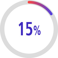 Poster - circle percentage diagrams, Pie Charts icon Showing 15%