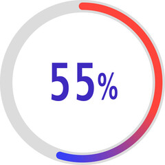 Poster - circle percentage diagrams, Pie Charts icon Showing 55%