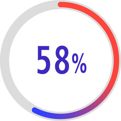 Sticker - circle percentage diagrams, Pie Charts icon Showing 58%