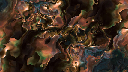 Sticker - Abstract blue and brown colorful marble, mix liquid color texture. Modern background