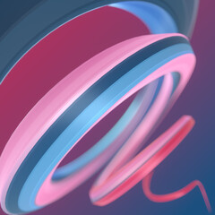 Poster - Helix digital illustration with neon stripes. 3d rendering optical illusion. Futuristic background
