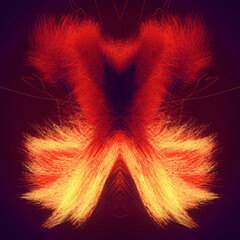 Poster - Abstract symmetrical background of orange branches. 3d rendering digital illustration