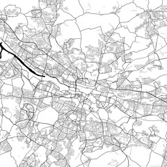 Area map of Glasgow United Kingdom with white background and black roads