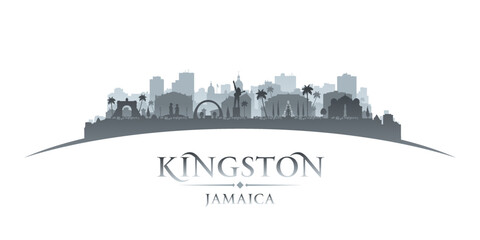 Wall Mural - Kingston Jamaica city silhouette white background
