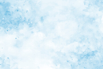 Sticker - Abstract blue winter watercolor background. Sky pattern with snow. Light blue watercolour paper texture background. Vector water color design illustration