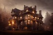 Haunted house in a forest, Victorian Mansion