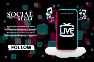 Wall Mural - Web page concept for social media.  Promo site screen with text and button for present your app. Vector illustration