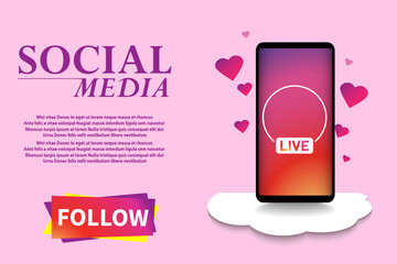 Wall Mural - Web page concept for social media.  Promo site screen with text and button for present your app. Vector illustration