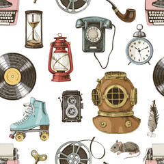 Wall Mural - Hand drawn vintage seamless pattern