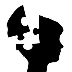 Canvas Print - Head profile with missing jigsaw puzzle piece