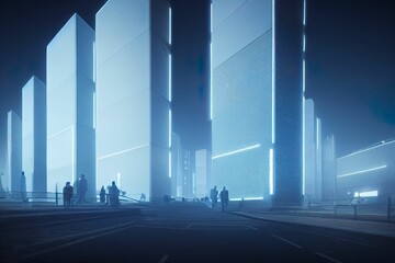 Wall Mural - illustration of a cold futuristic city