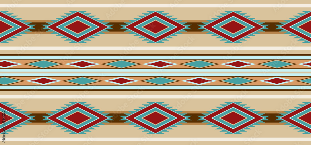 American Southwest design style in a wide abstract seamless pattern ...
