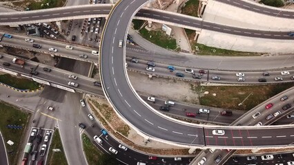 Wall Mural - Aerial shot, above the road junction of Kuala-Lumpur, Malaysia