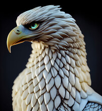 Powerful Eagle Carved From White Marble. 3d Illustration