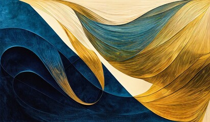 Abstract blue and gold modern wallpaper, vibrant colors textured background