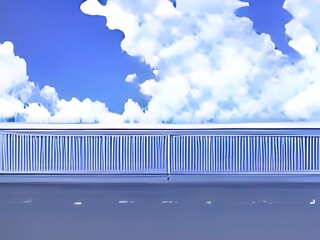 sky and clouds on balcony  2D anime Background 